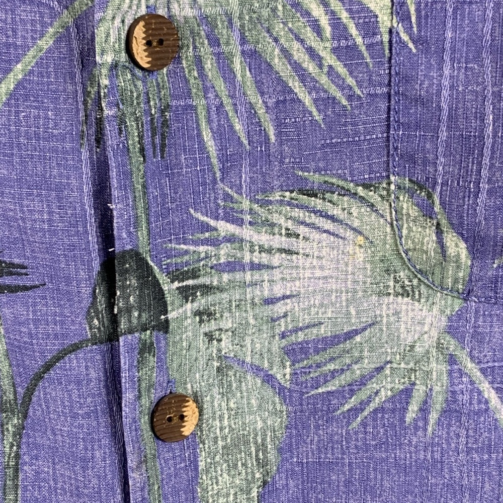 Tommy Bahama 100% Silk Hawaiian Shirt Mens L Blue Palm Resort Camp Aloha - Picture 4 of 16